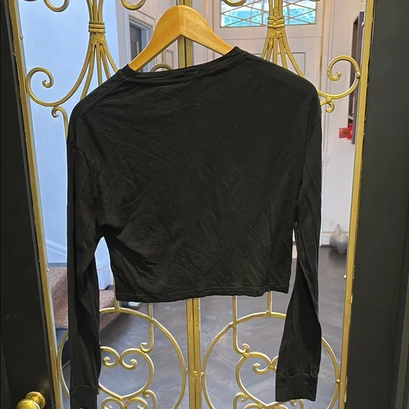 Reformation Black Cropped Top long sleeve small preloved thin lightweight - Picture 6 of 11